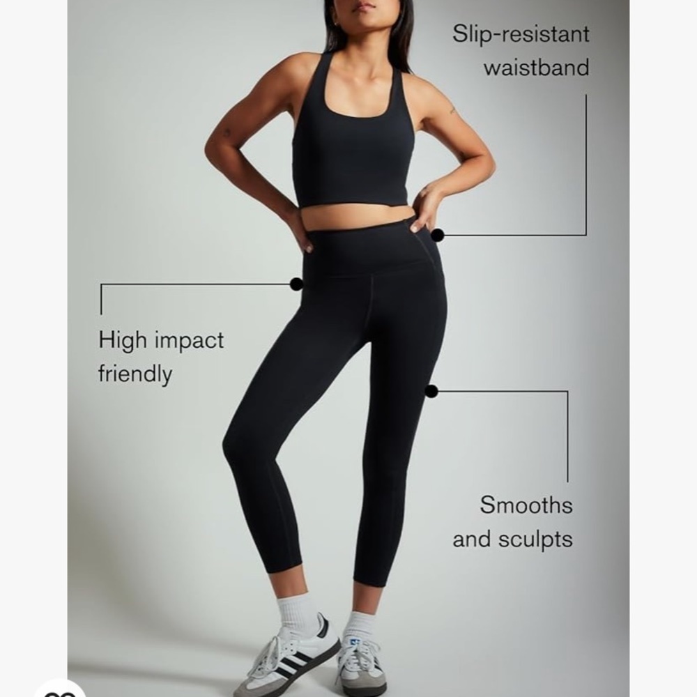Girlfriend Collective compressive high rise Leggings in black 23 3/4 in - Picture 2 of 6